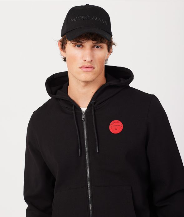 GREGORY ZIP HOODIE JOGGING TOP, BLACK