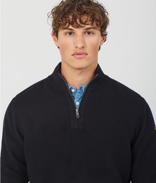 KANAN HALF ZIP SWEATER, BLACK