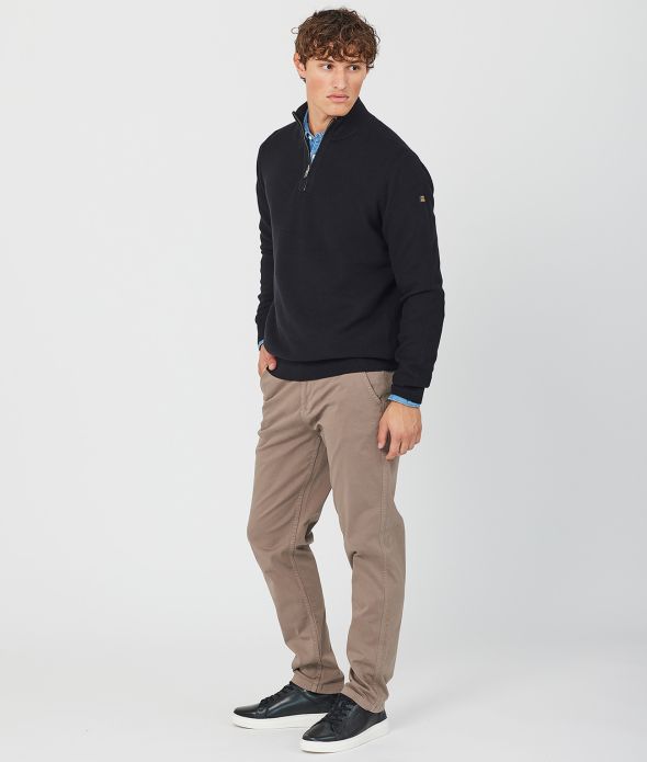 KANAN HALF ZIP SWEATER, BLACK