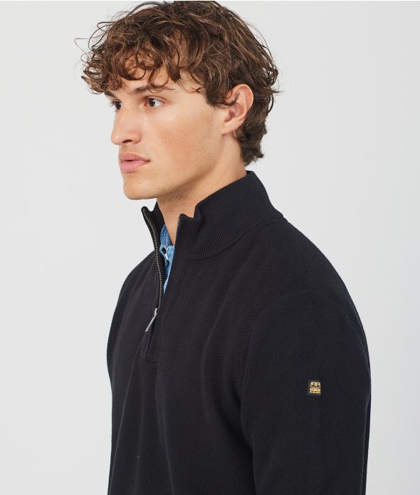 KANAN HALF ZIP SWEATER, BLACK