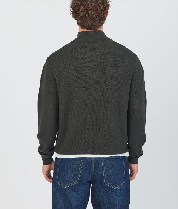 KANAN HALF ZIP SWEATER, D. GREEN