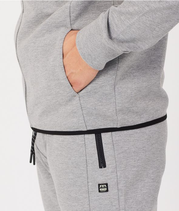 FRANK ZIP HOODIE JOGGING TOP, GREY MELANGE