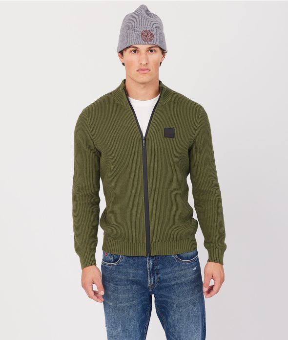 CARLTON ZIPUP SWEATER, KHAKI