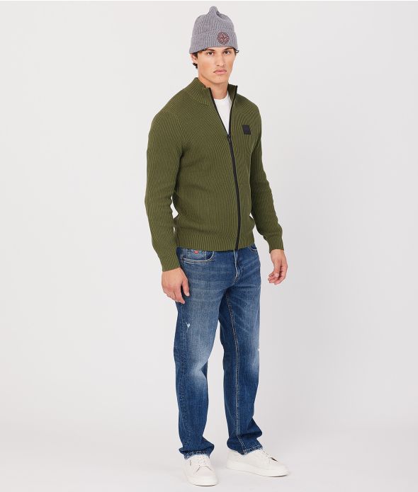 CARLTON ZIPUP SWEATER, KHAKI