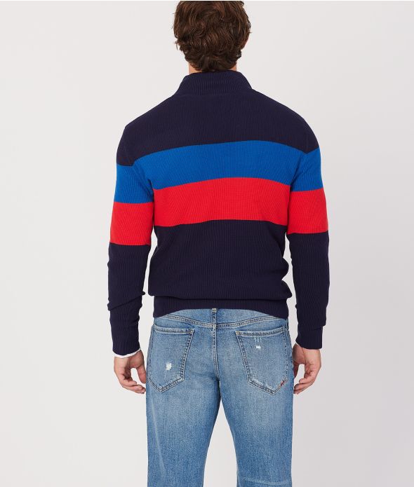 VALIN HALF ZIP SWEATER, BLUE