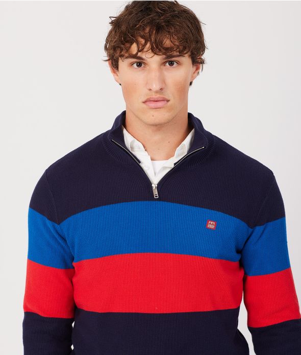 VALIN HALF ZIP SWEATER, BLUE