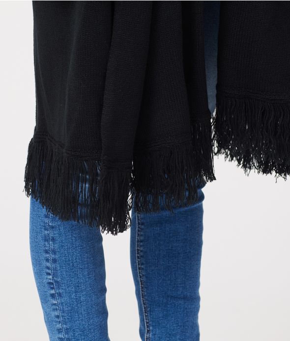 DIANA PONCHO CARDIGAN, BLACK
