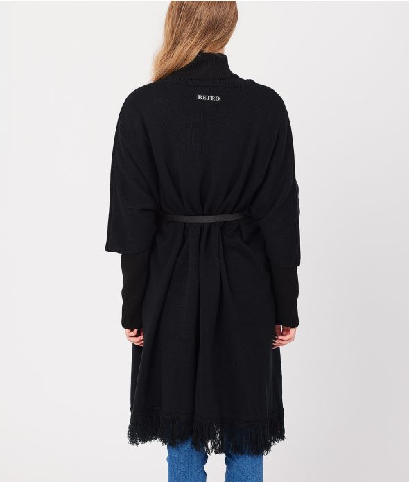 DIANA PONCHO CARDIGAN, BLACK