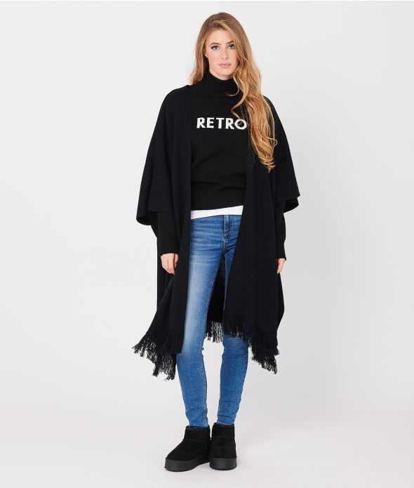DIANA PONCHO CARDIGAN, BLACK