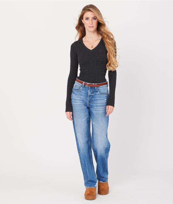 ROSALIE V SWEATER, GREY