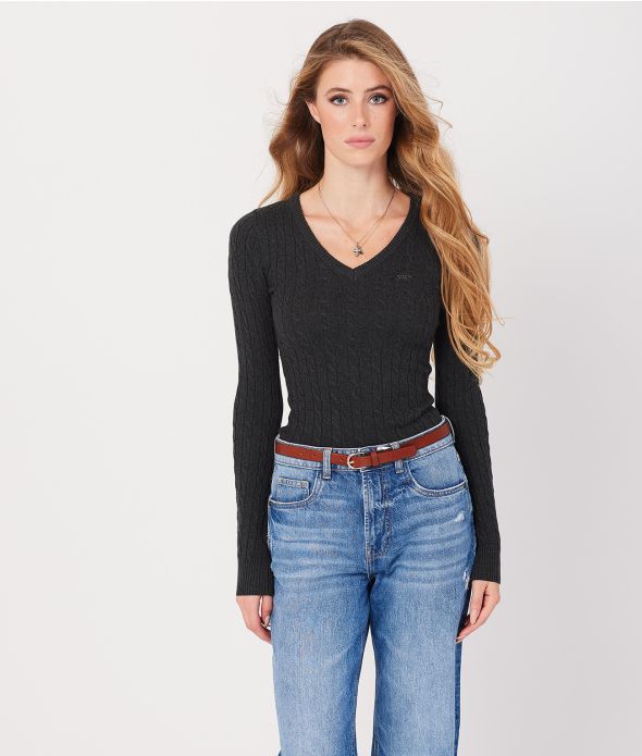 ROSALIE V SWEATER, GREY