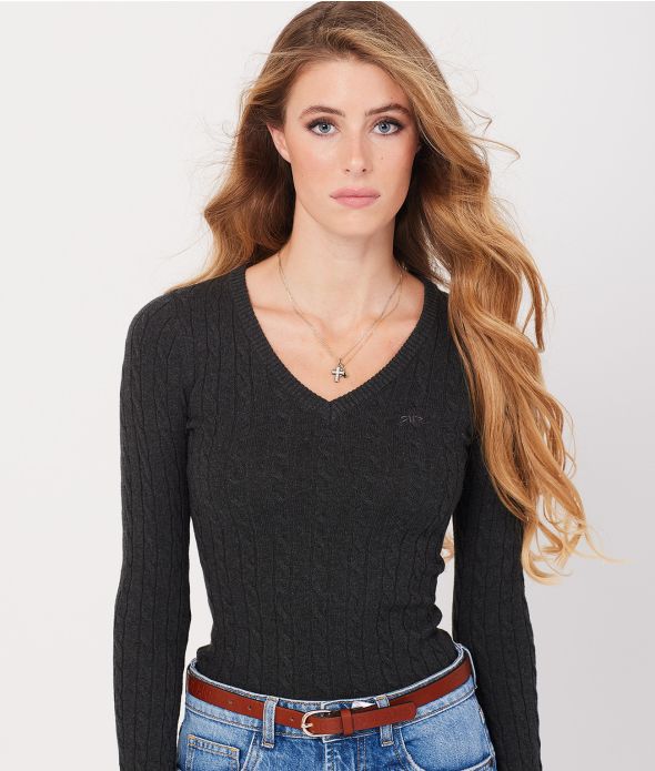 ROSALIE V SWEATER, GREY