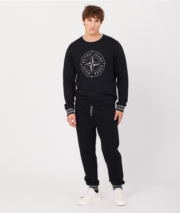 DENNIS SWEATSHIRT JOGGING TOP, BLACK