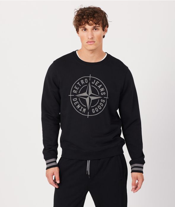 DENNIS SWEATSHIRT JOGGING TOP, BLACK