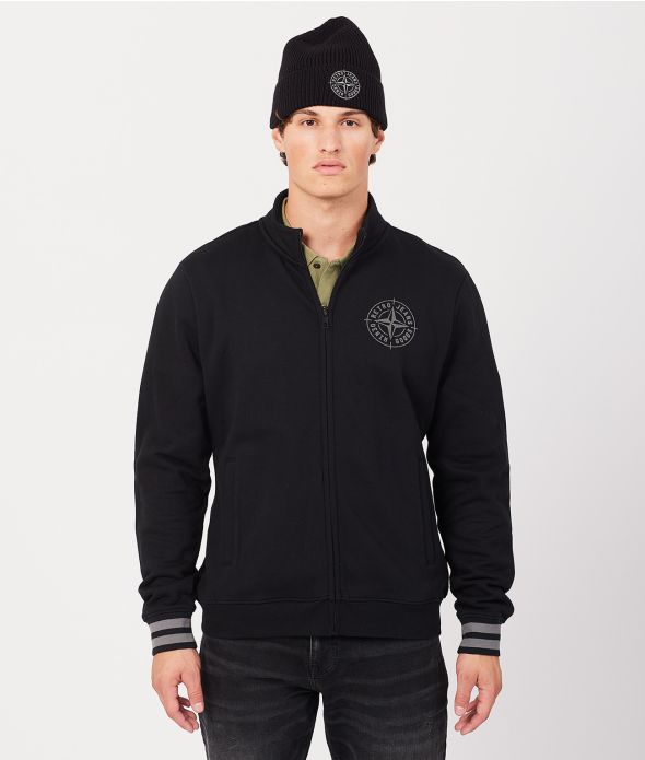 DENNIS ZIPUP JOGGING TOP, BLACK