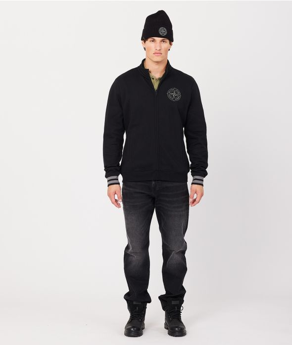 DENNIS ZIPUP JOGGING TOP, BLACK