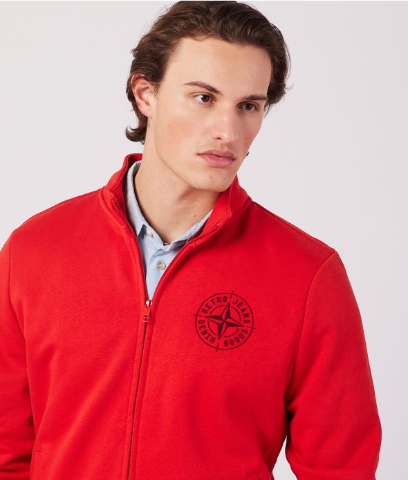 DENNIS ZIPUP JOGGING TOP, RED