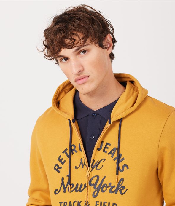 MARTIN ZIP HOODIE JOGGING TOP, MUSTARD