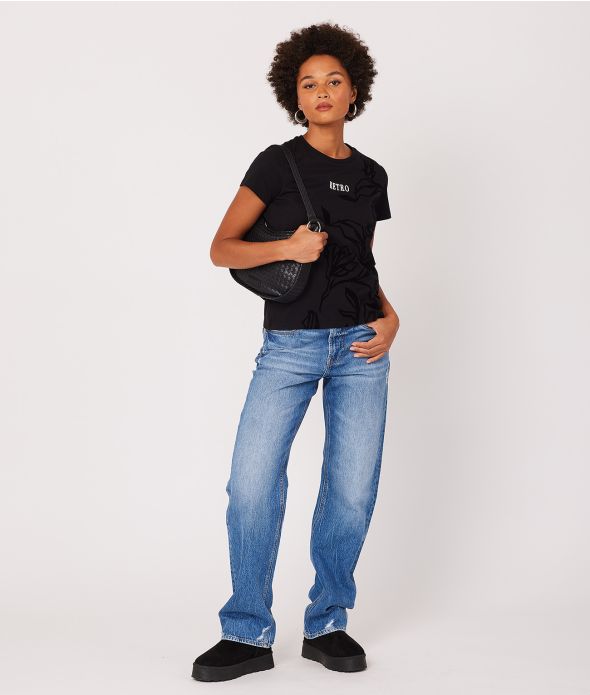 MILAGROS FASHION TOP, BLACK