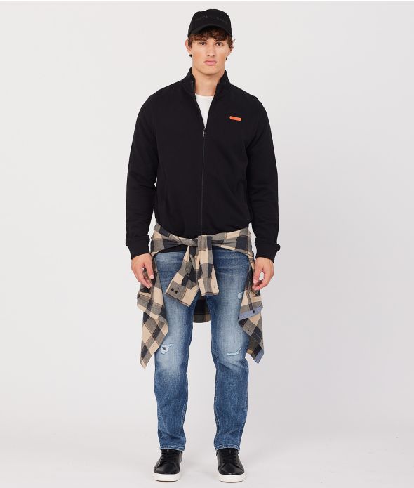 MARCELL ZIPUP JOGGING TOP, BLACK