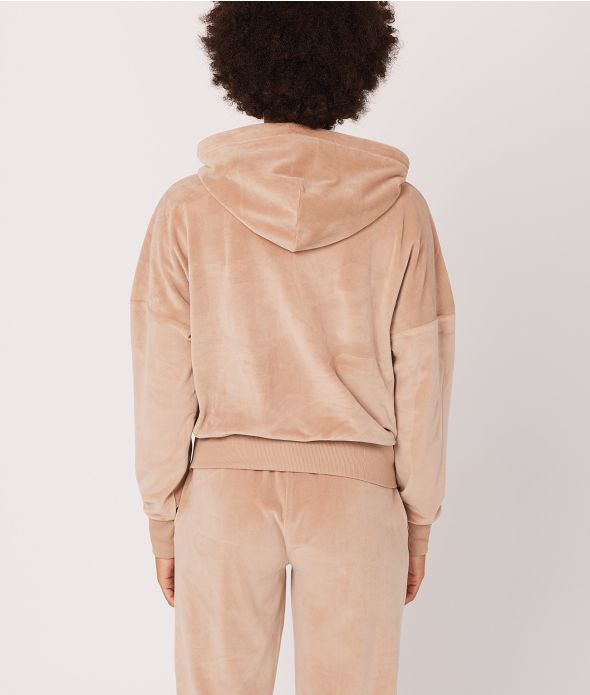 AZORA ZIP HOODIE JOGGING TOP, BEIGE