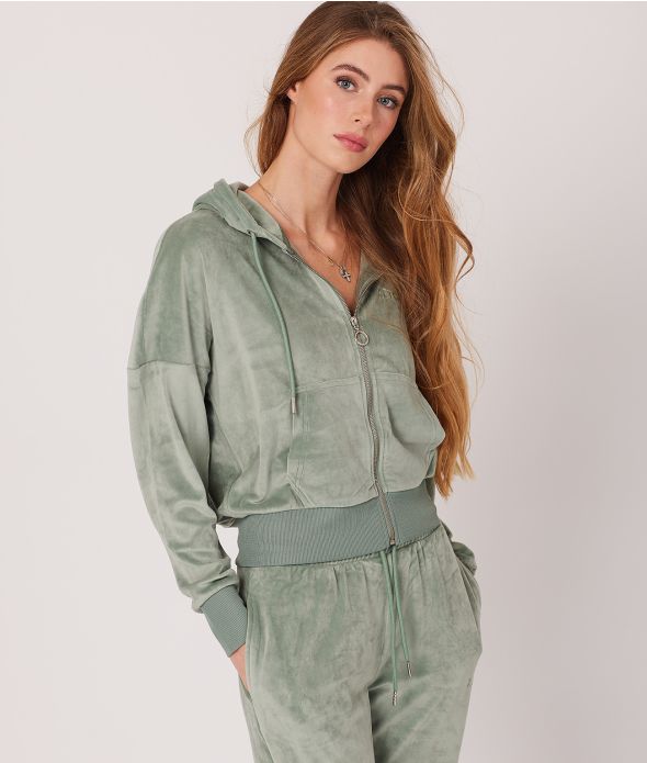 AZORA ZIP HOODIE JOGGING TOP, MINT