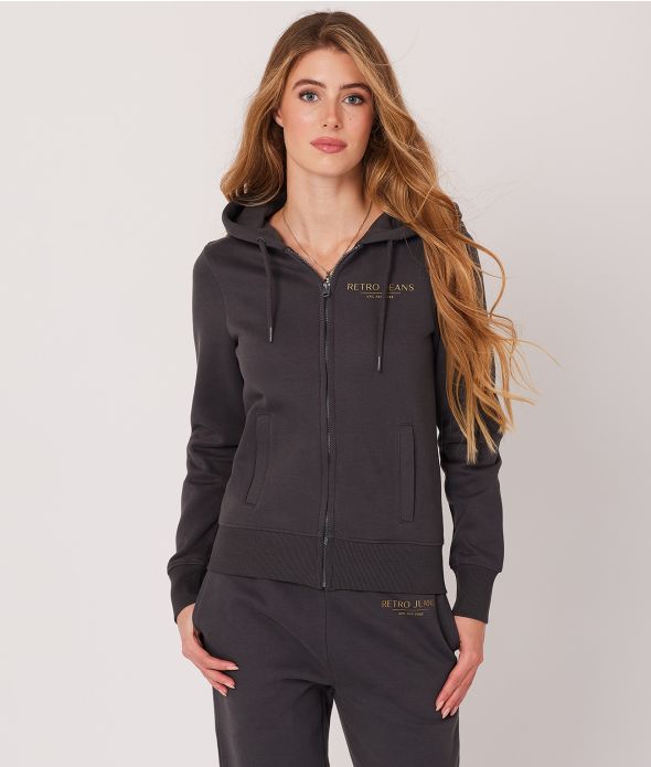 CHRISTINA ZIP HOODIE JOGGING TOP, ANTHRACITE