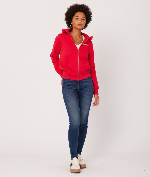 HAILEY ZIP HOODIE JOGGING TOP, RED