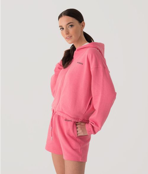 GINGER ZIP JOGGING TOP, PINK MELANGE