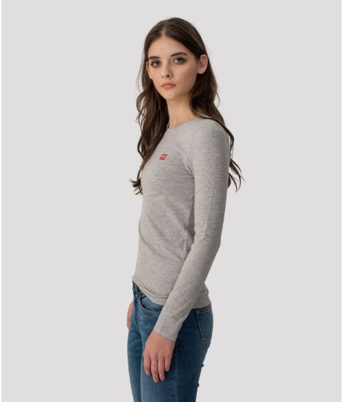 ELIZABETH LONG ROUND L.S.TOP, GREY MELANGE
