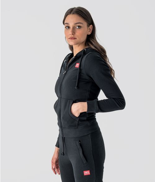 MYANNA ZIP JOGGING TOP, BLACK