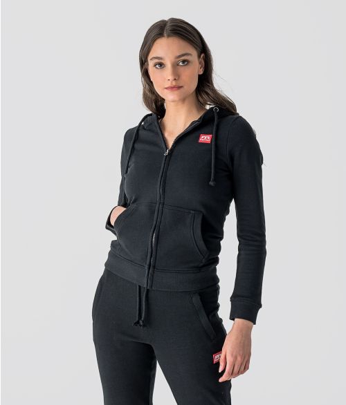 MYANNA ZIP JOGGING TOP, BLACK