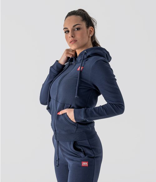 MYANNA ZIP JOGGING TOP, DARK BLUE