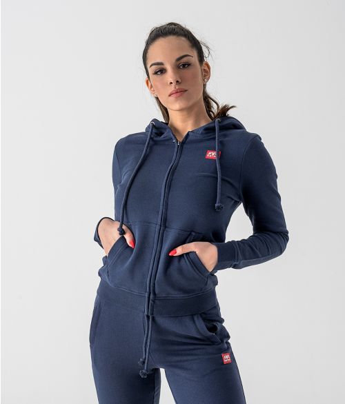 MYANNA ZIP JOGGING TOP, DARK BLUE