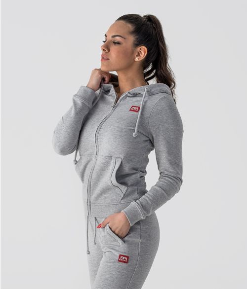 MYANNA ZIP JOGGING TOP, GREY MELANGE