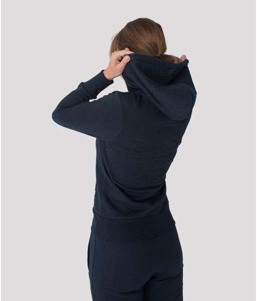 SYRACUSE ZIP HOODIE JOGGING TOP, DARK BLUE