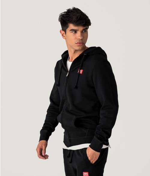 EDON ZIP HOODIE JOGGING TOP, BLACK
