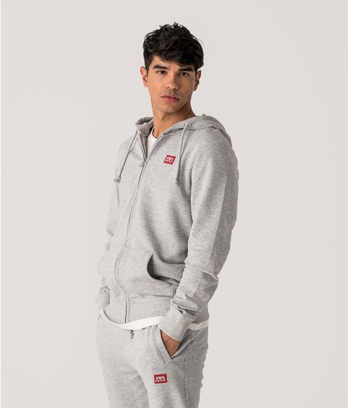 EDON ZIP HOODIE JOGGING TOP, GREY MELANGE