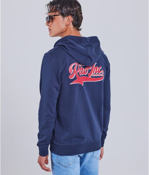 BRONX ZIPUP HOODIE JOGGING TOP, DARK BLUE