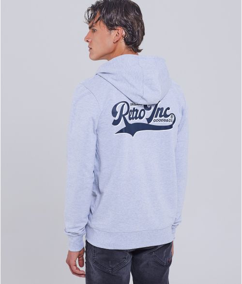 BRONX ZIPUP HOODIE JOGGING TOP, GREY MELANGE