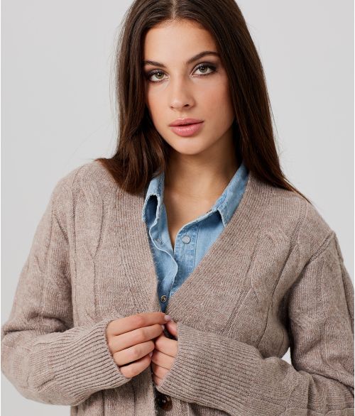 ROSEVILLE CARDIGAN CARDIGAN, BEIGE MELANGE