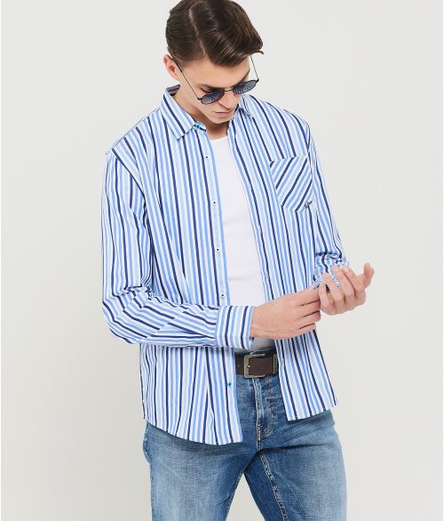ENZO SHIRT, BLUE-WHITE
