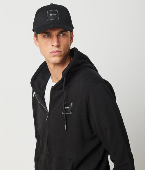GONZALO ZIP HOODIE JOGGING TOP, BLACK