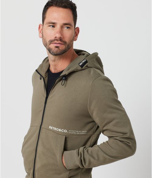 ACEY ZIP HOODIE JOGGING TOP, KHAKI