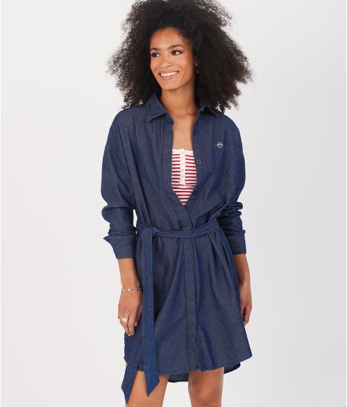 SERAFINA SHIRT DRESS, DENIM BLUE