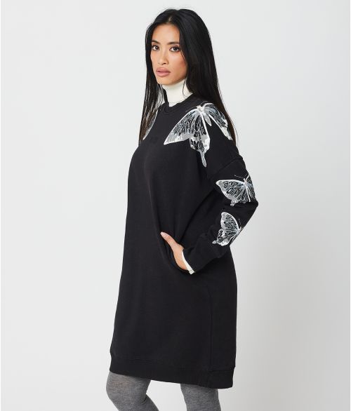 XYLA JOGGING DRESS, BLACK