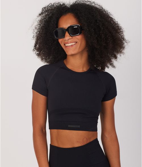 SOLEIL CROP T-SHIRT, BLACK