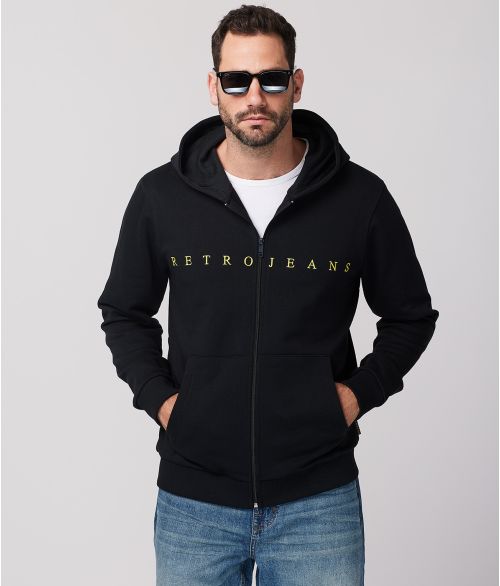 MATS ZIP HOODIE JOGGING TOP, BLACK