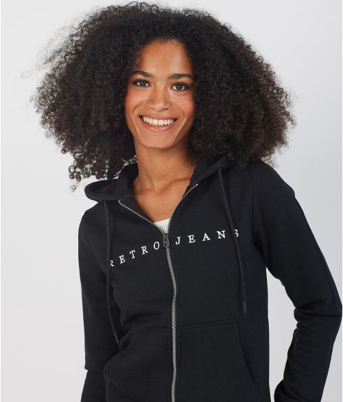 GWEN ZIP HOODIE JOGGING TOP, BLACK