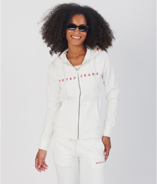GWEN ZIP HOODIE JOGGING TOP, OFFWHITE